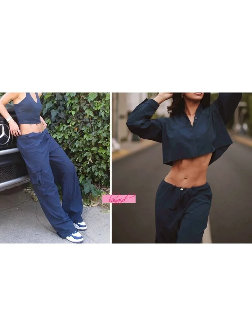Alo Megastar Cargo Pants High OR Low Rise Navy Wide Leg Outdoor Hiking Utility M